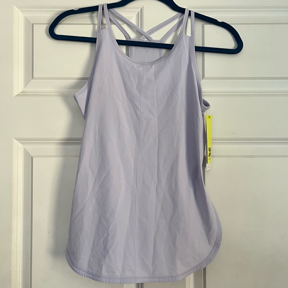 NWT Kids All In Motion Cross Racerback Purple Lilac Tech Tank Top Size Large